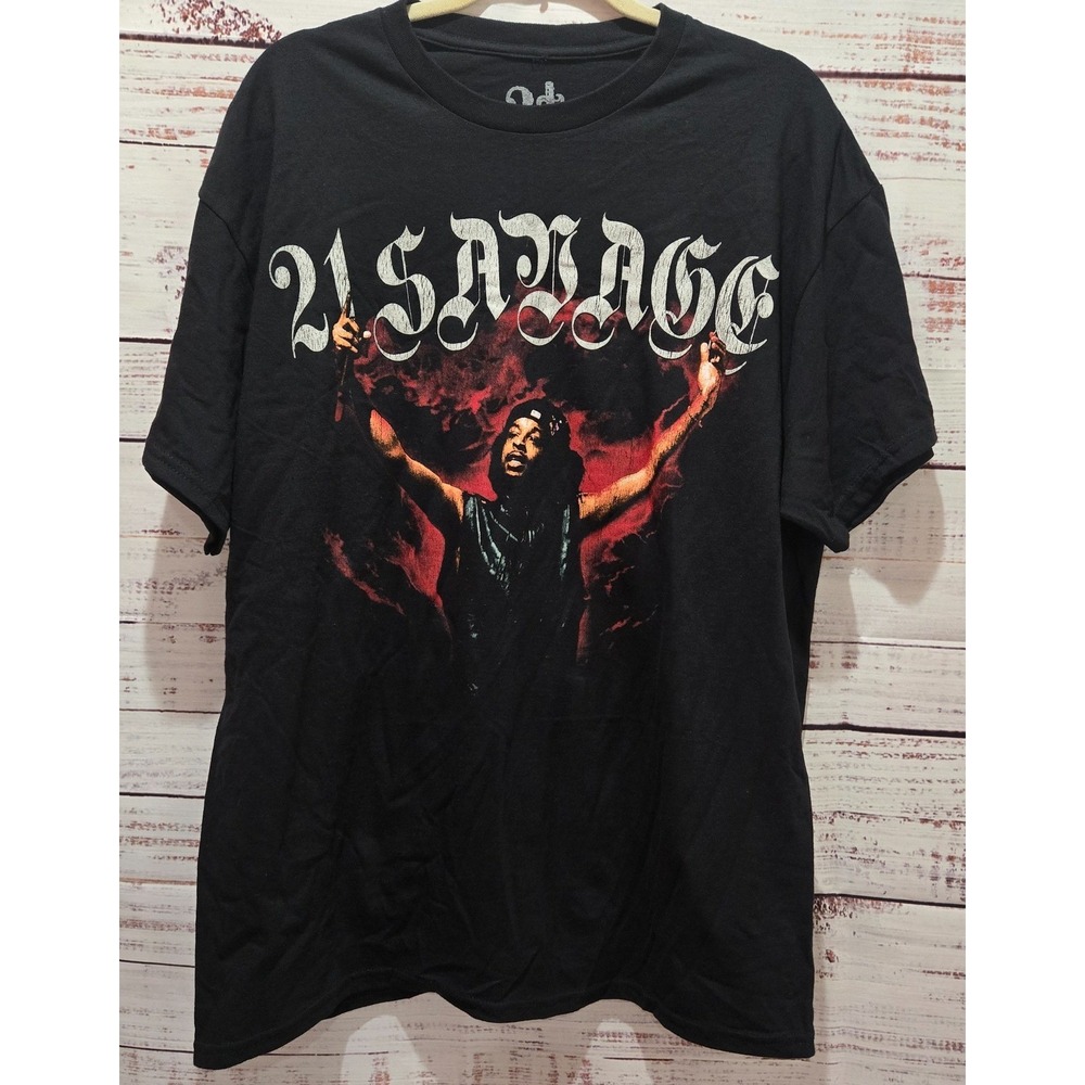 21 Savage Rapper Graphic‎ T Shirt Black Cotton Men's Size XL NWOT